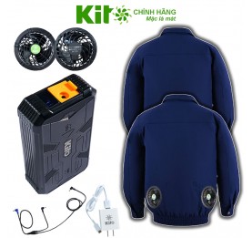 [2 Áo KITO + 1 Bộ Quạt 22V] Chính Hãng Pin 28.000mAh Chạy 10 - 20 Giờ, Áo Không Mũ 4 Màu BH 12 Tháng